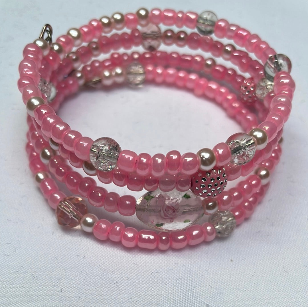 Pink Memory Wire Bangle /Bracelet