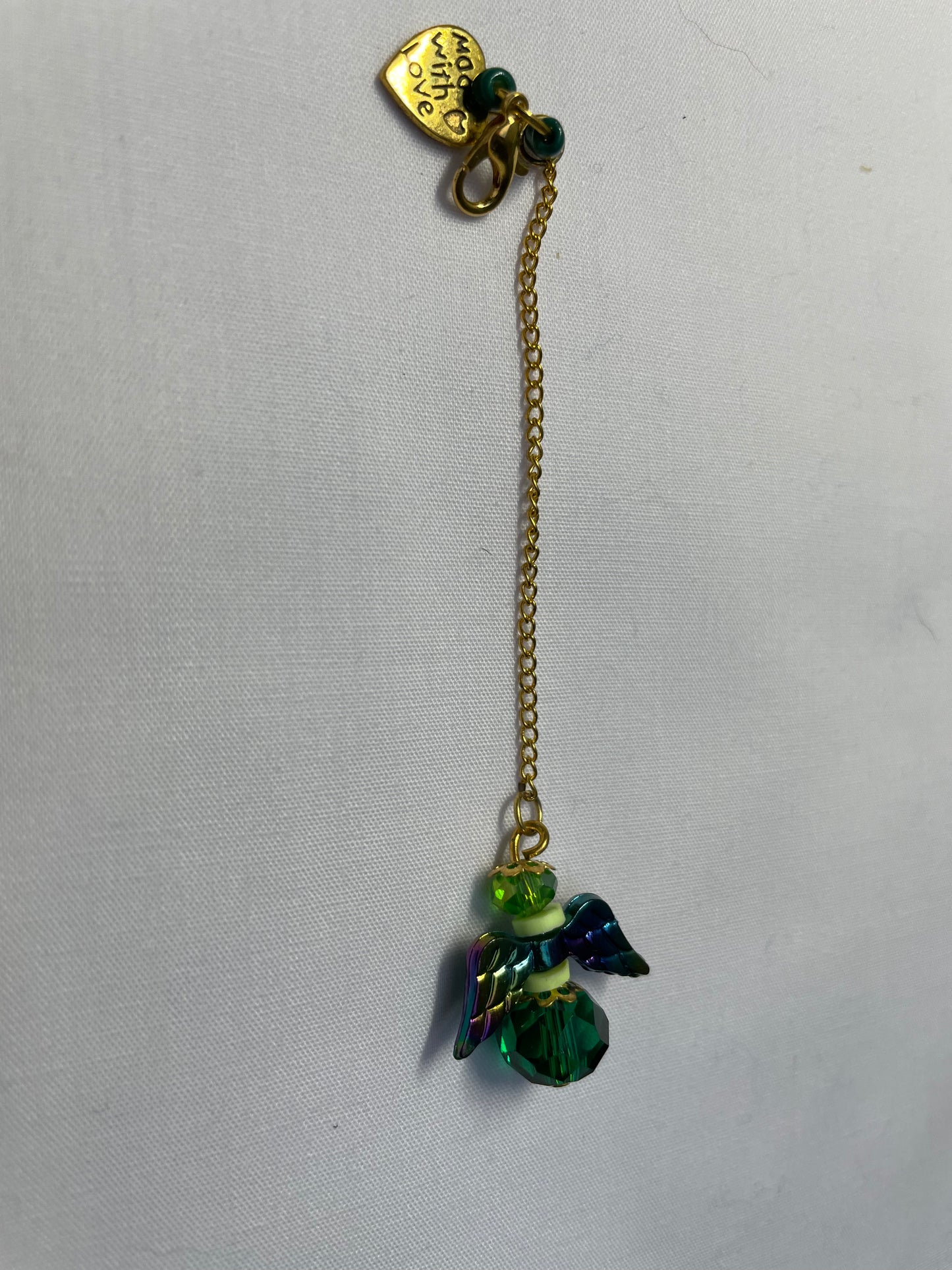 Green Crystal Angel Charm