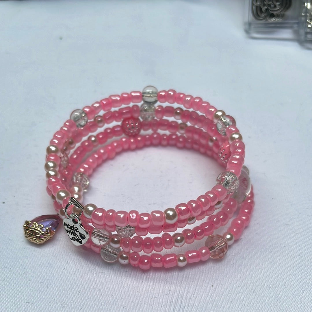 Pink Memory Wire Bangle /Bracelet