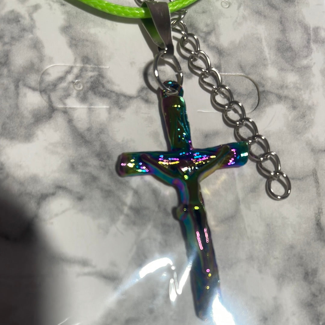 Rainbow Coloured Steel Cross