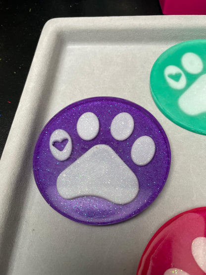 Individual Acrylic Paw Print Coasters