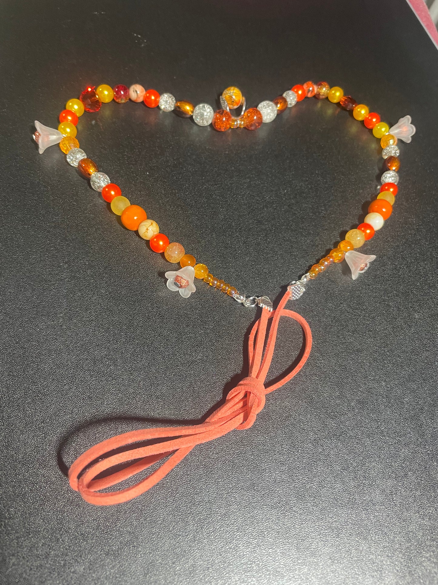 Long Bright Orange Necklace