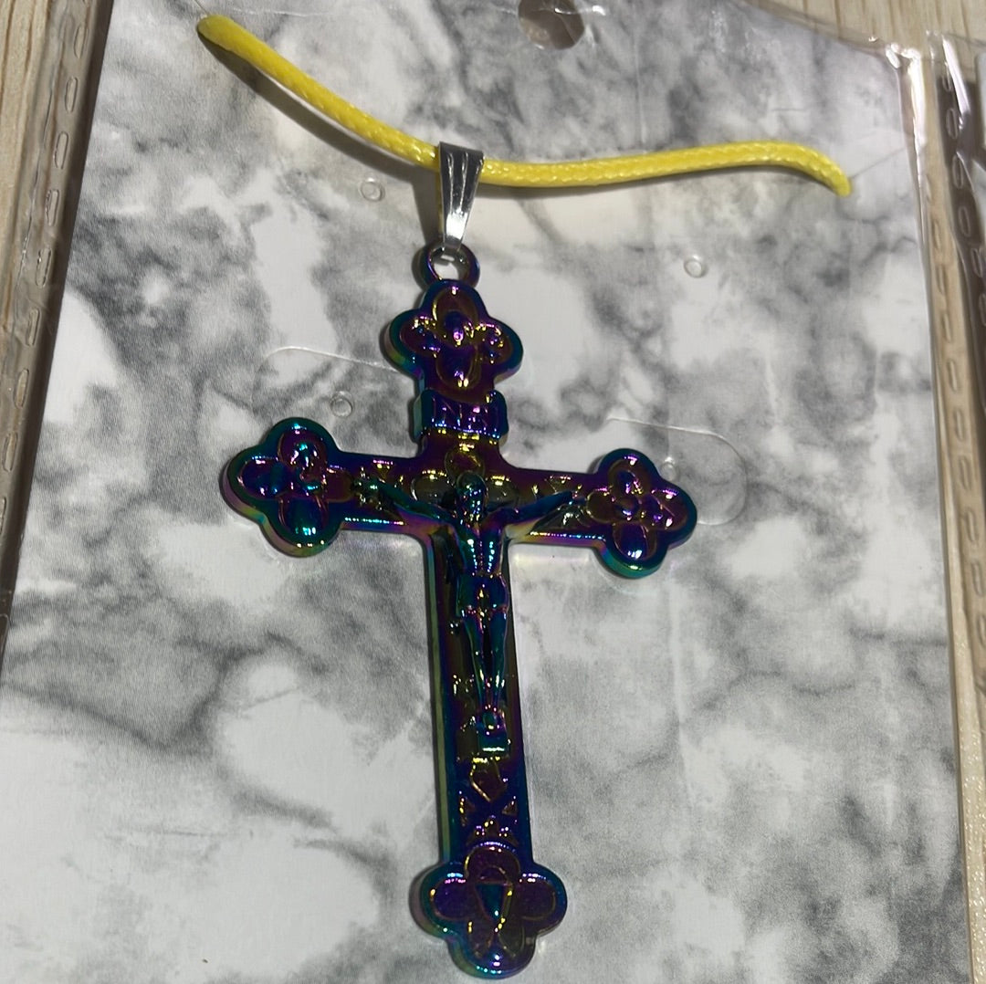 Rainbow Coloured Steel Cross