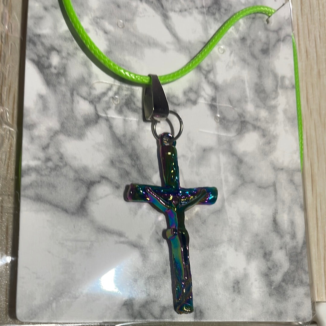 Rainbow Coloured Steel Cross