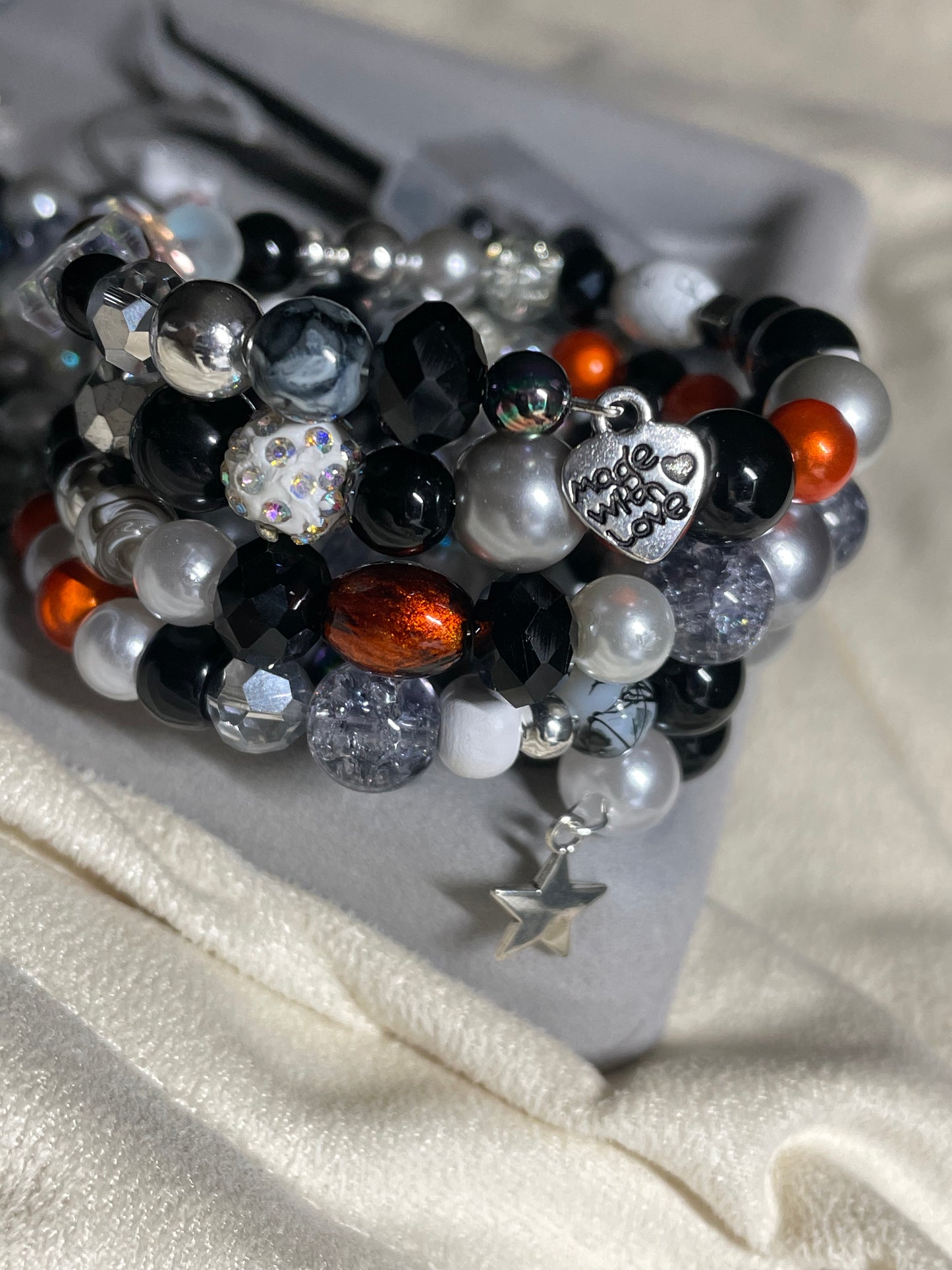 Black/White & Silver with Orange accents