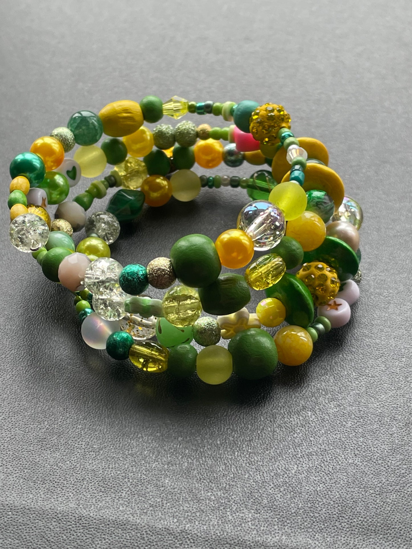 Lime, Lemon (Strawberry) Memory Wire Bracelets