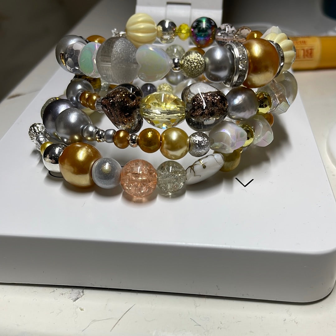 Silver & Gold Coloured Memory Wire Bracelets