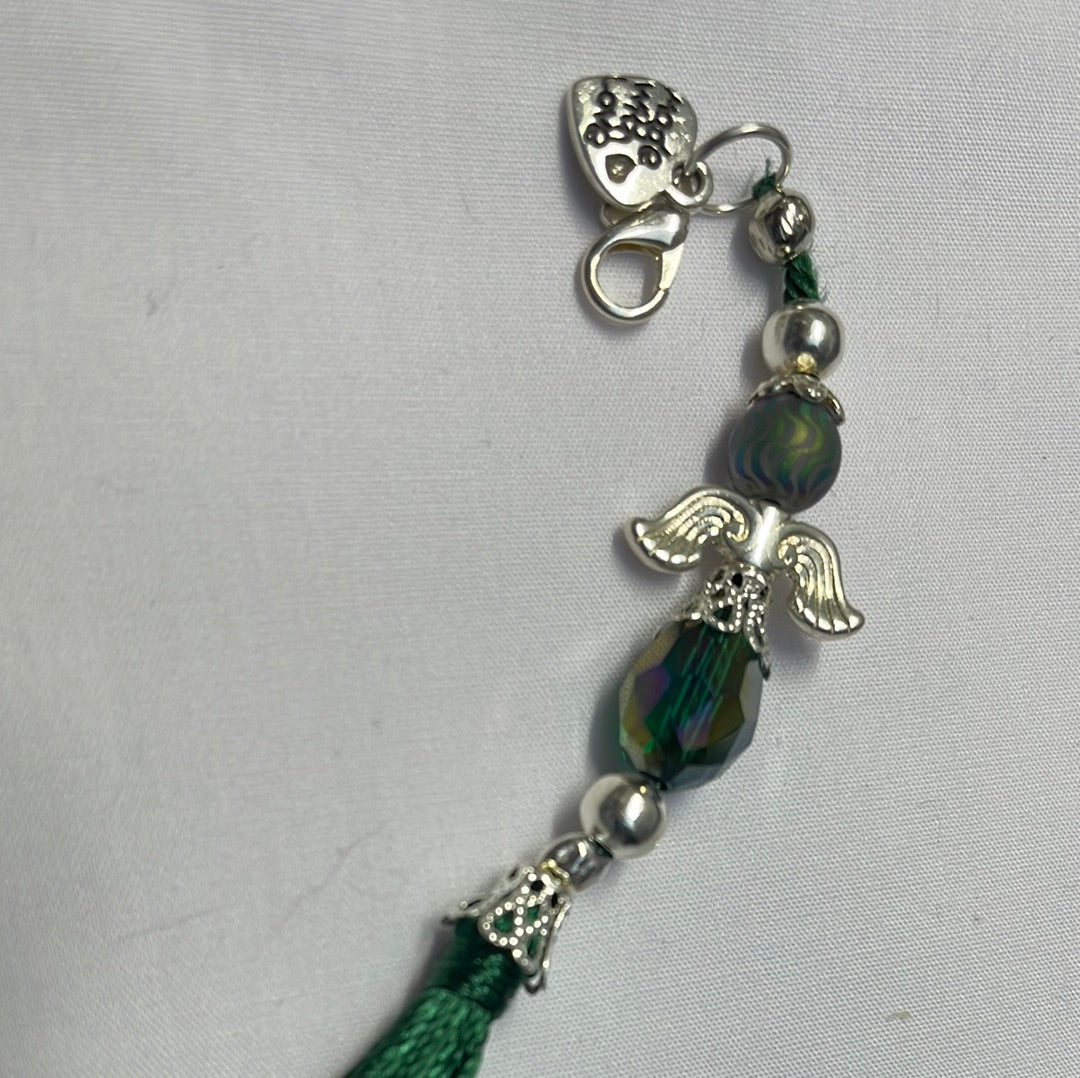 Emerald Green Angel Tassel Charm