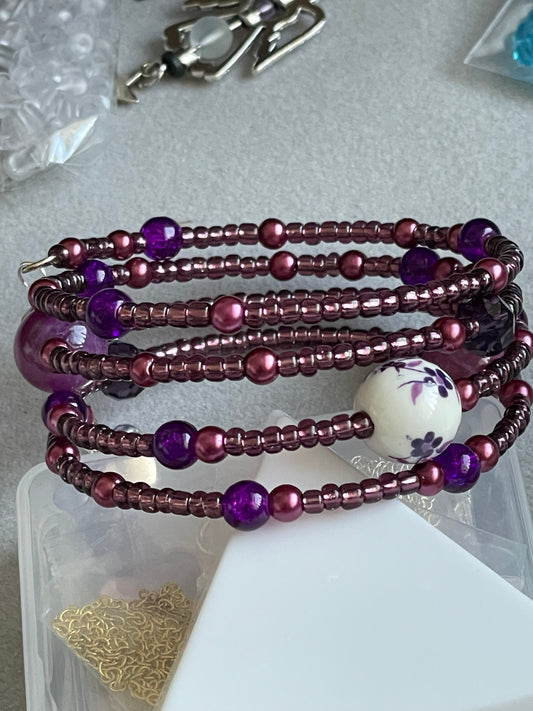 Purple Memory Wire Bracelet