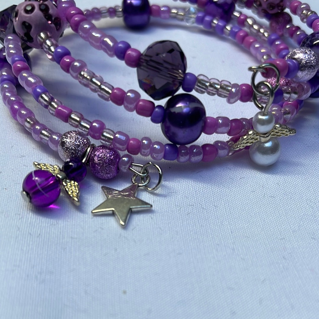 Purple & Pearls Memory Wire