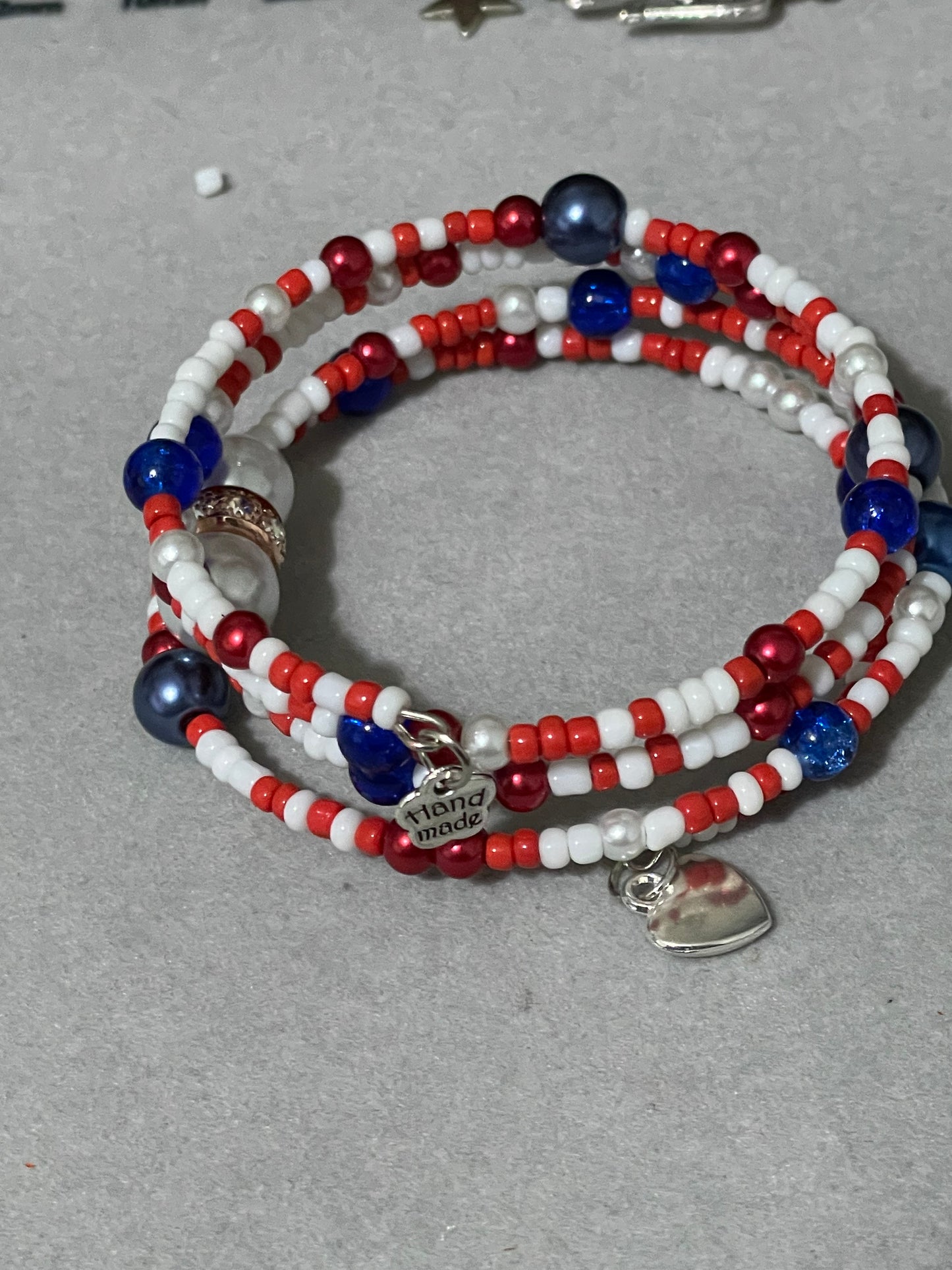 Red, white and blue Memory Wire Bangle