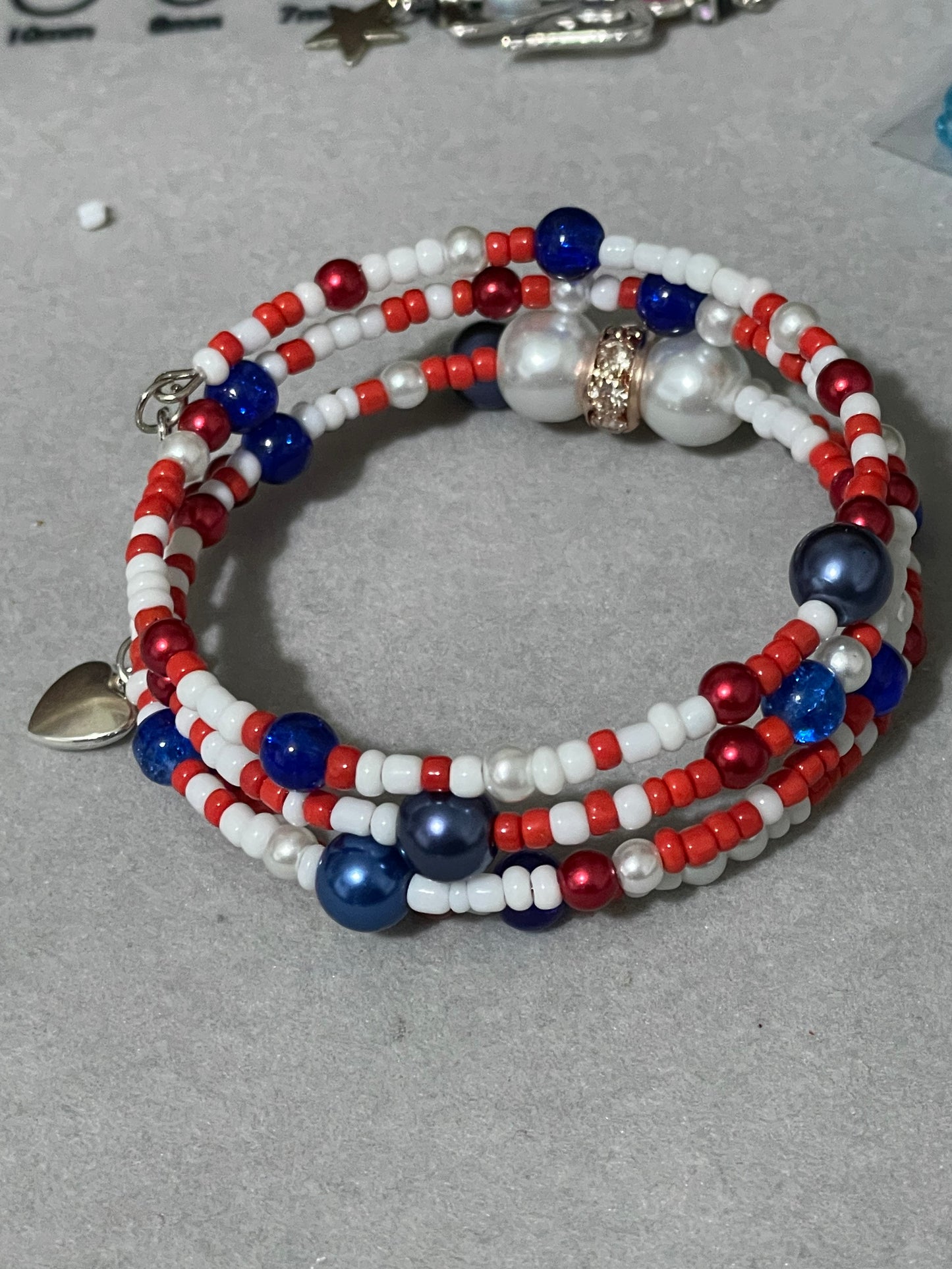 Red, white and blue Memory Wire Bangle