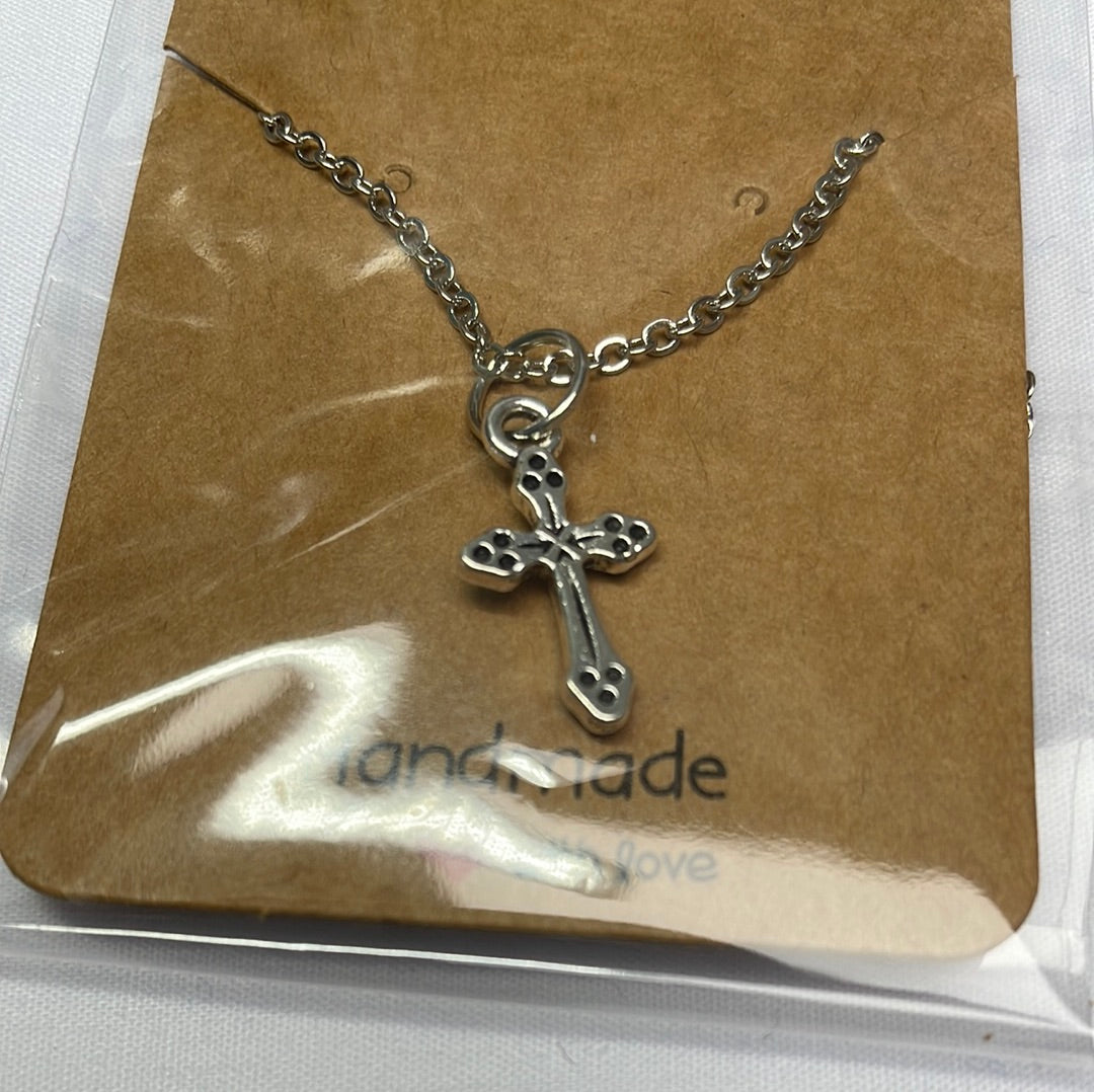 Antique Silver Plated Cross Charm