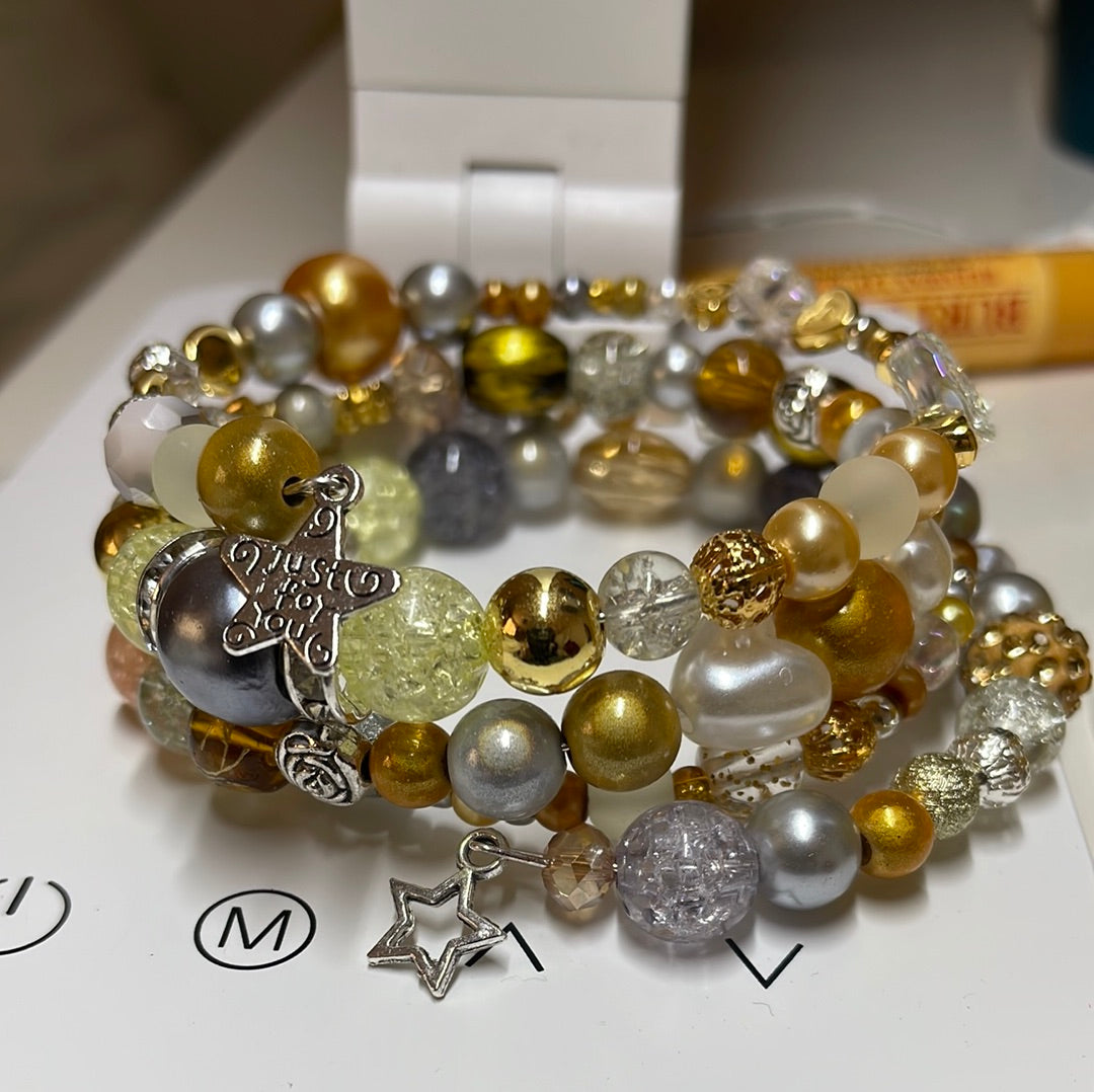 Silver & Gold Coloured Memory Wire Bracelets