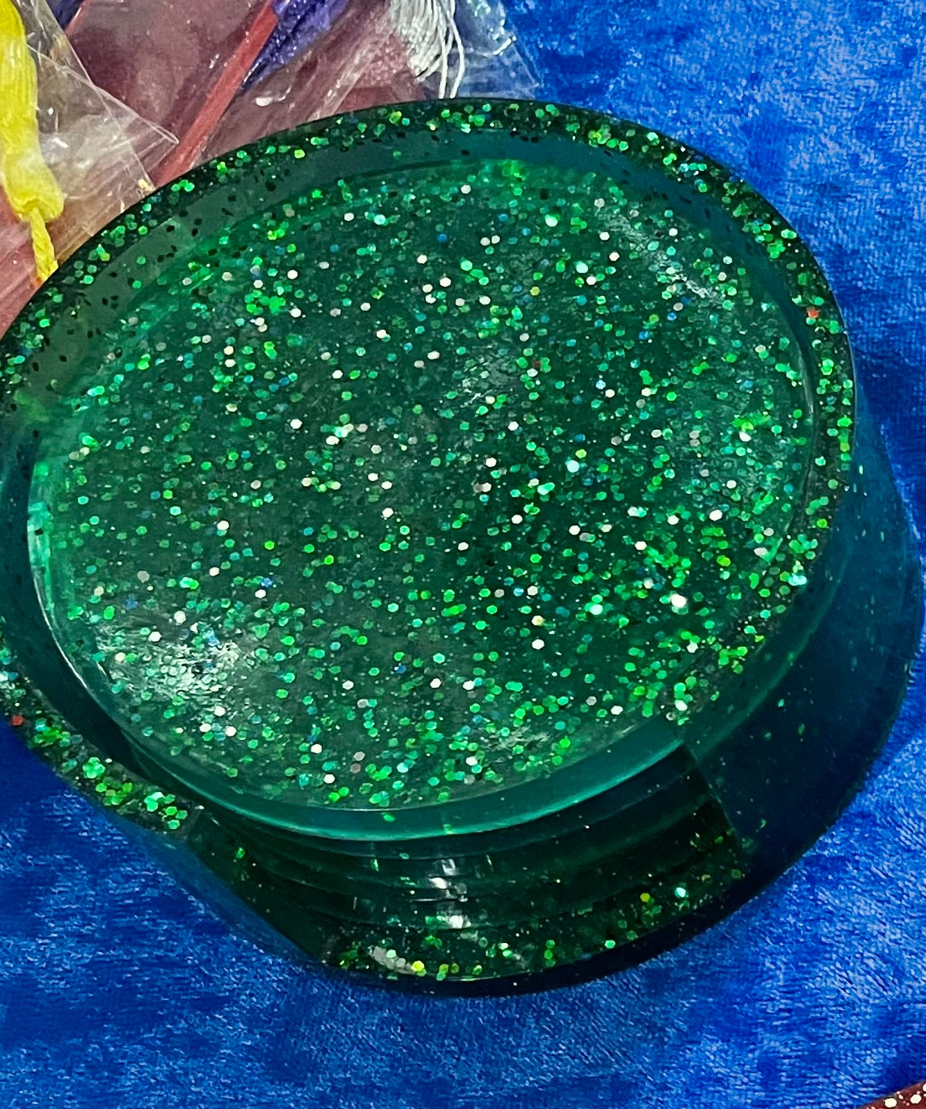 Green Glitter Coasters Plain