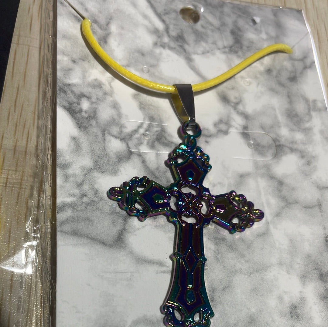 Rainbow Coloured Steel Cross