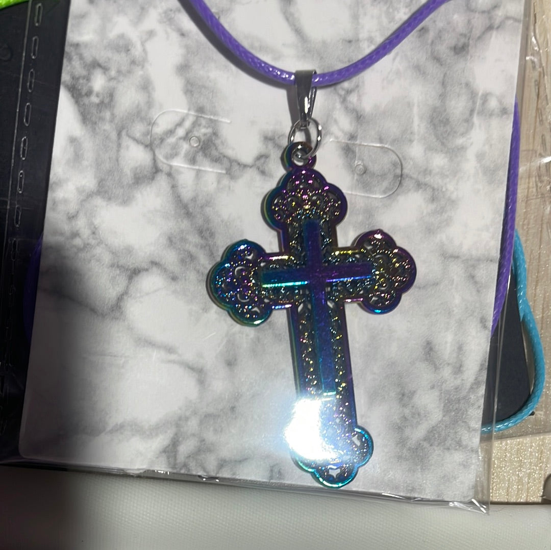 Rainbow Coloured Steel Cross