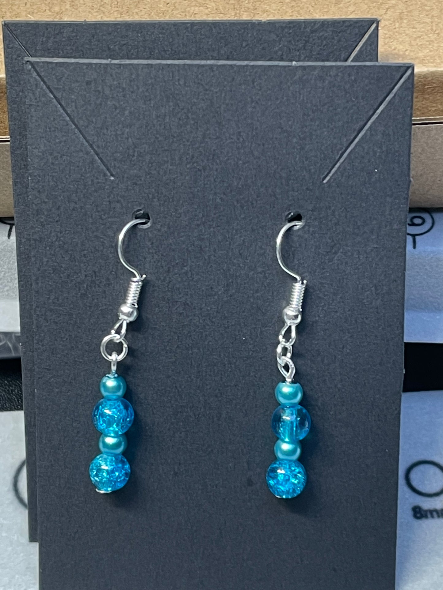 Glass and Imitation Pearl Silver Plated Earrings