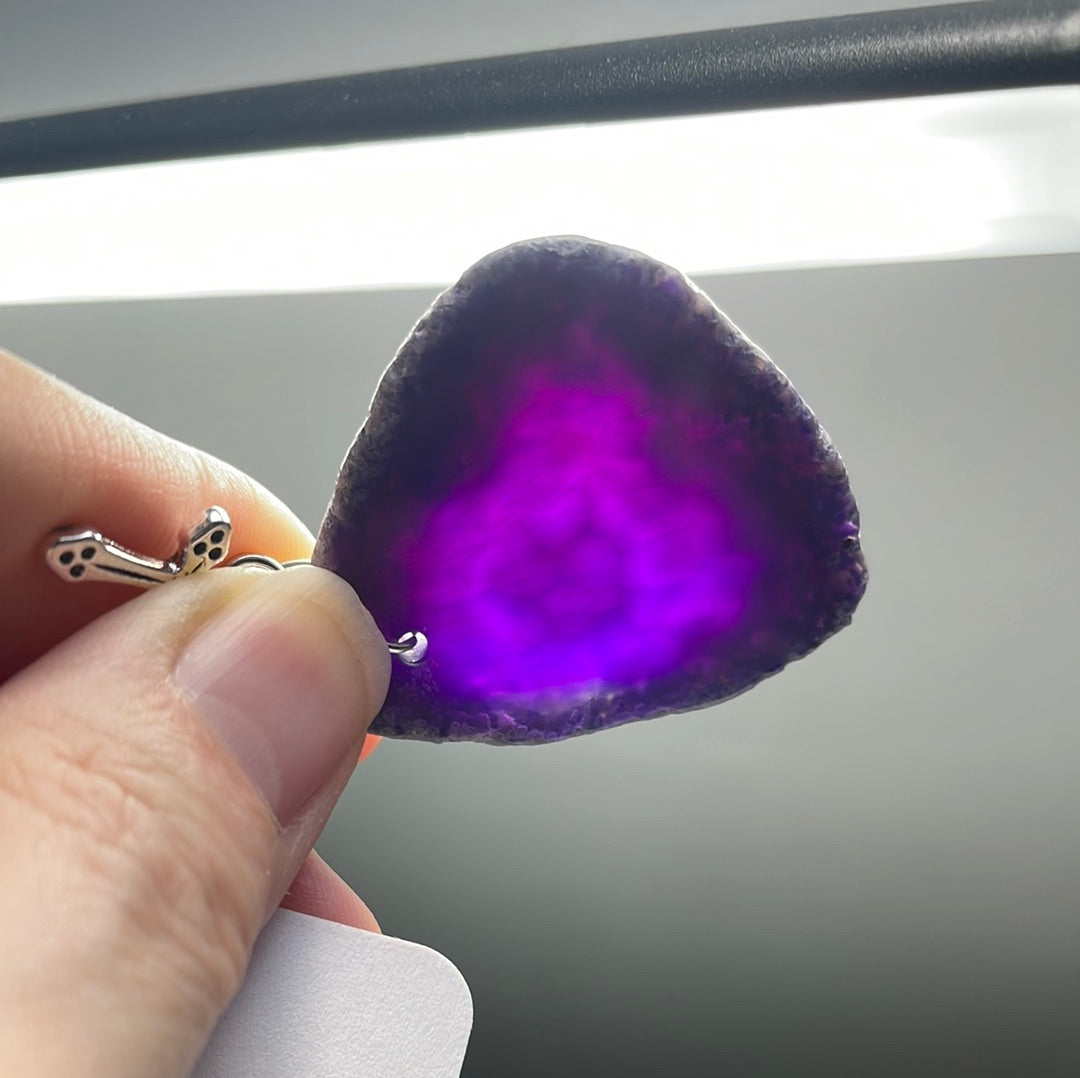 Deep Purple Agate with 3 dot Cross