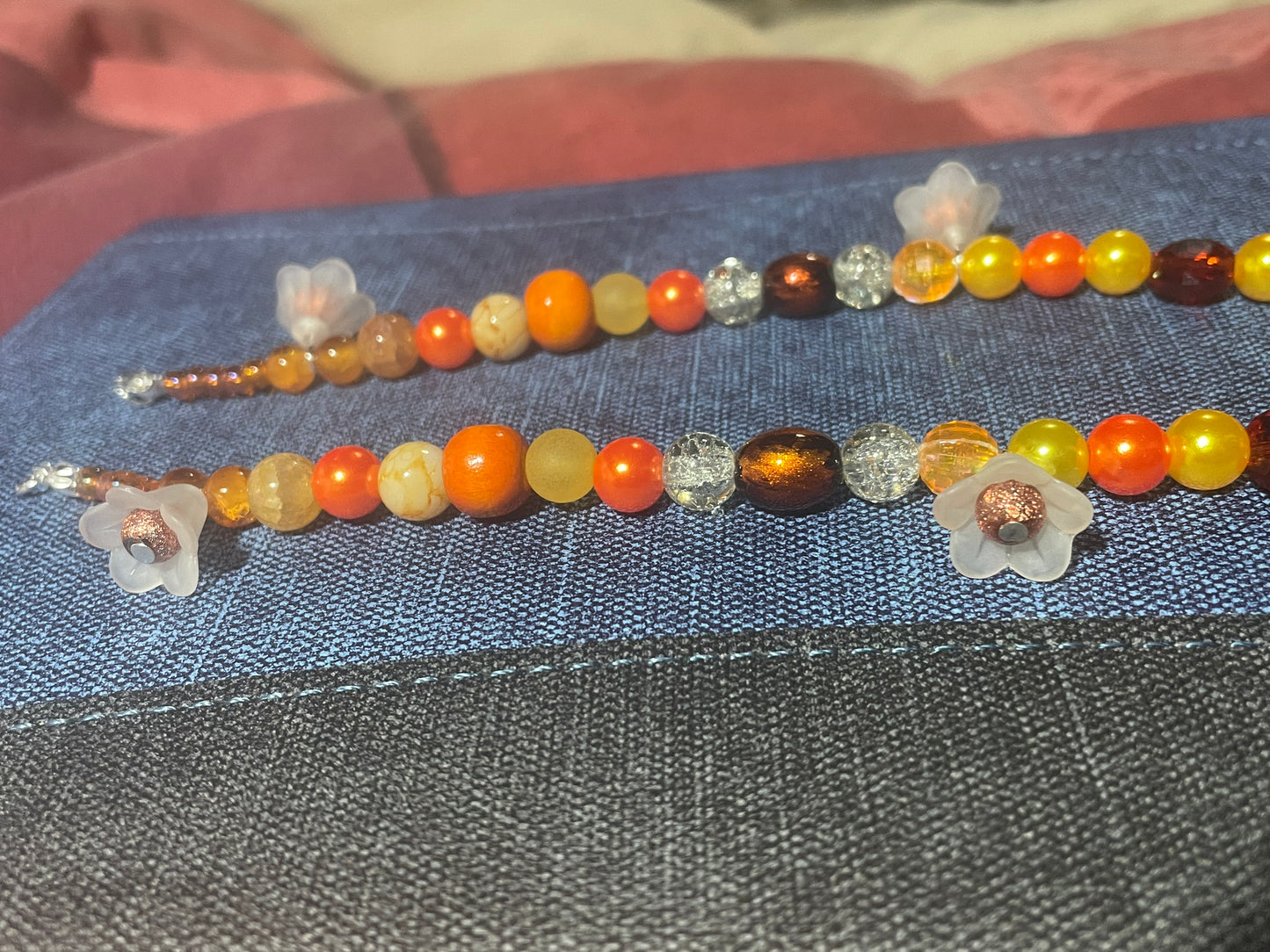 Long Bright Orange Necklace