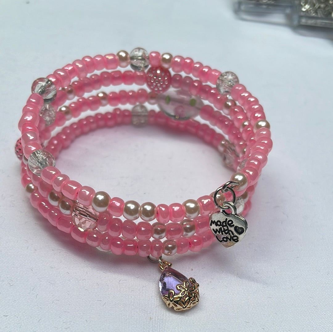 Pink Memory Wire Bangle /Bracelet