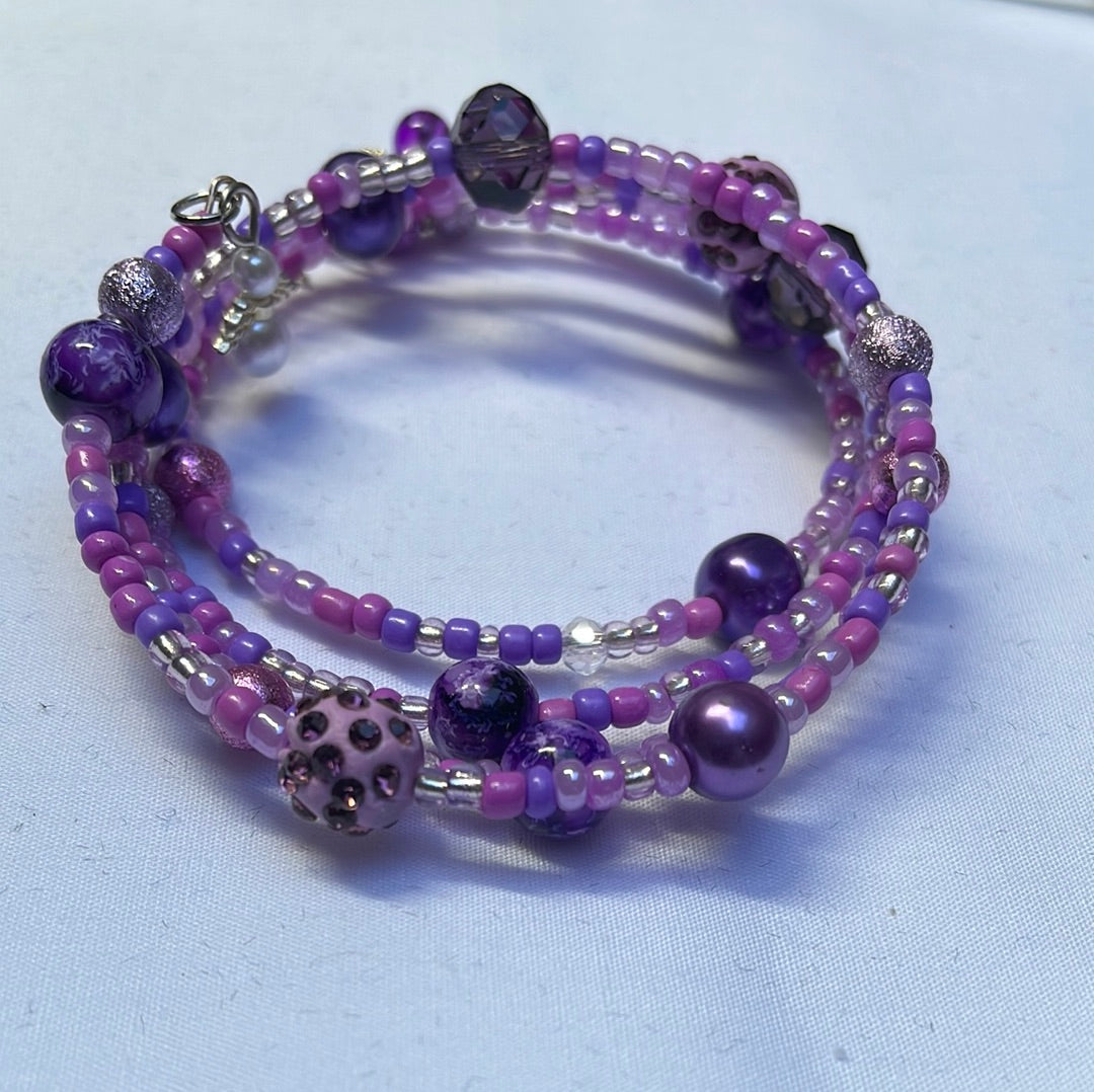 Purple & Pearls Memory Wire