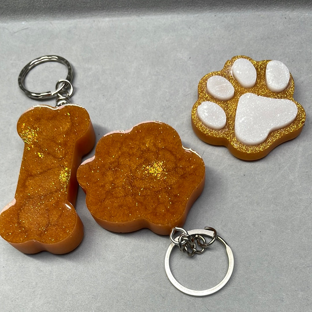 Acrylic Pet Paw & Bone Key Ring & Dashboard Ticket Holders