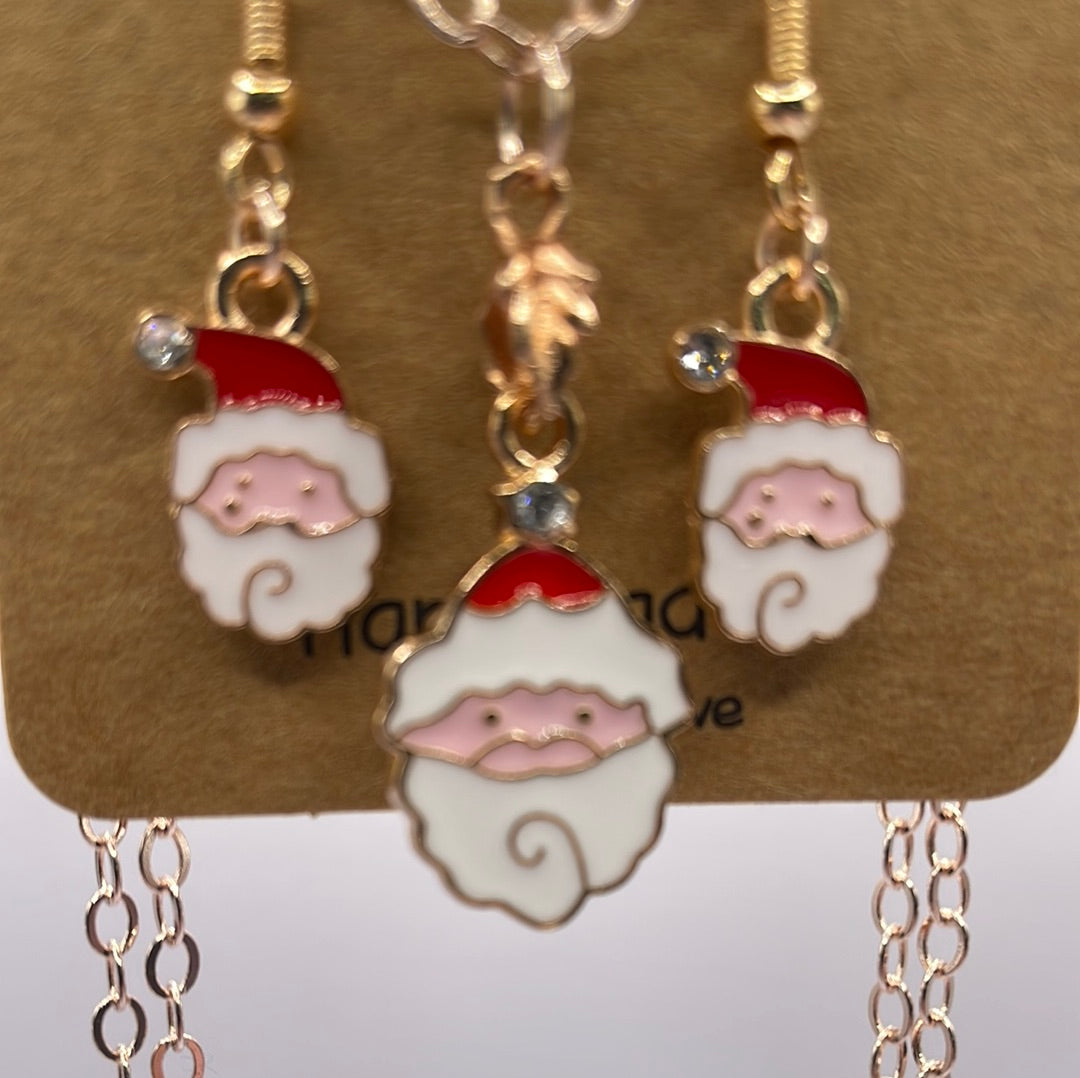 Rhinestone Santa Jewellery Set