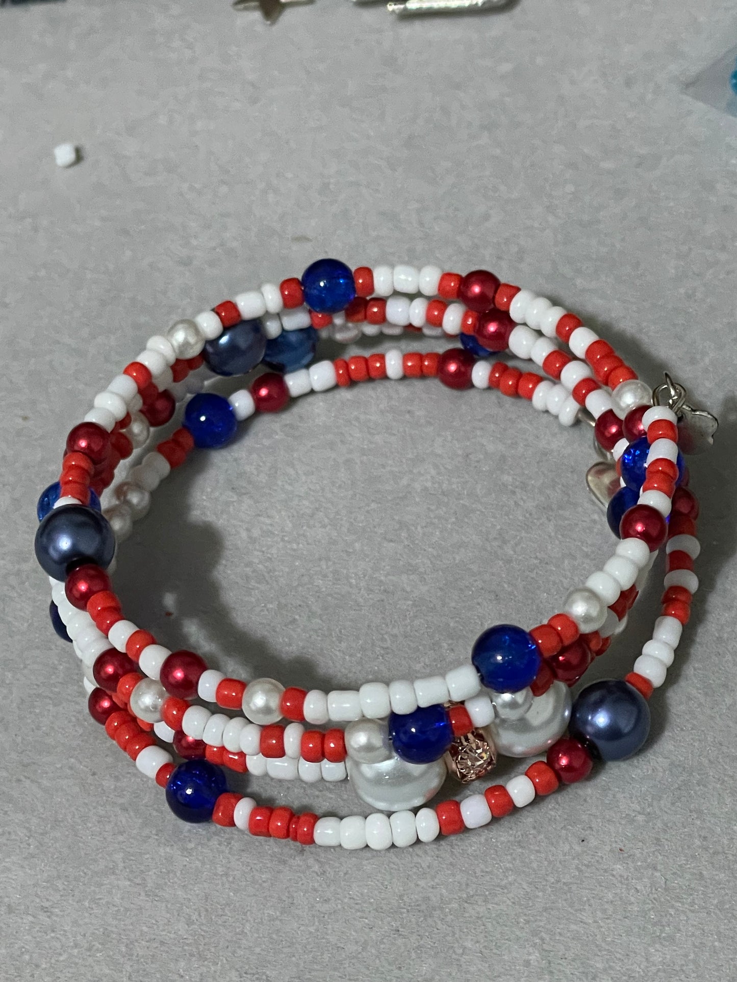 Red, white and blue Memory Wire Bangle