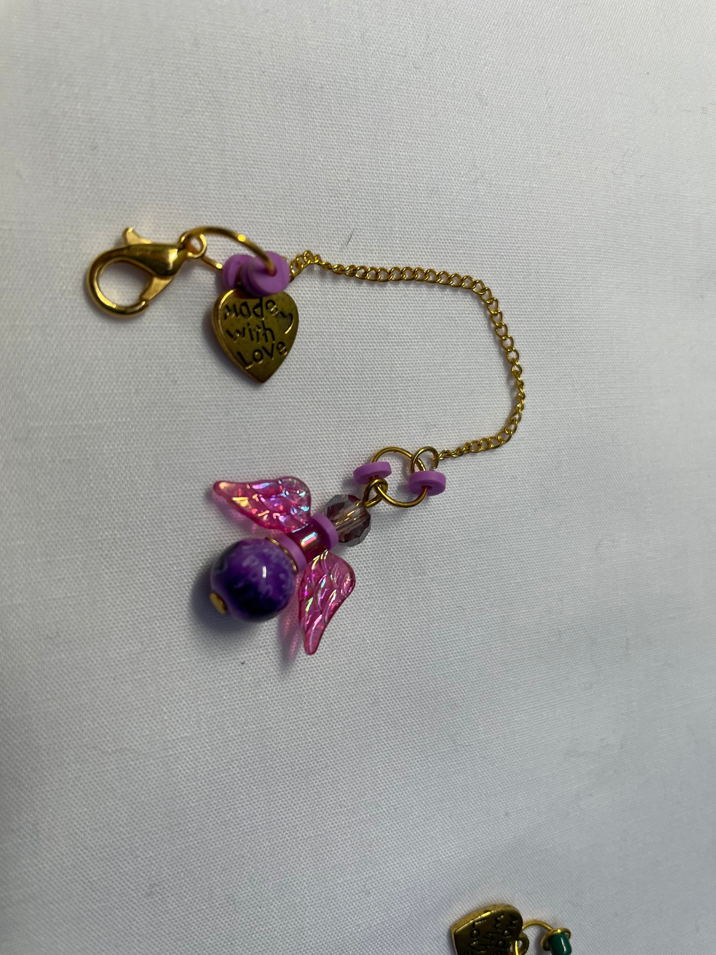 Gold and Glass Bead Angel Charm