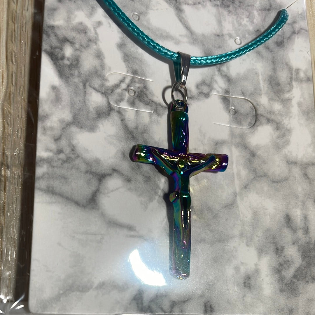 Rainbow Coloured Steel Cross