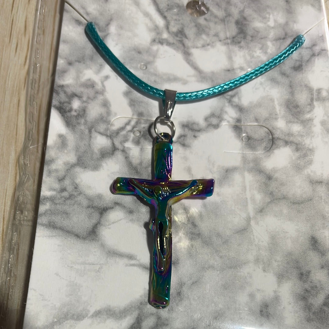 Rainbow Coloured Steel Cross