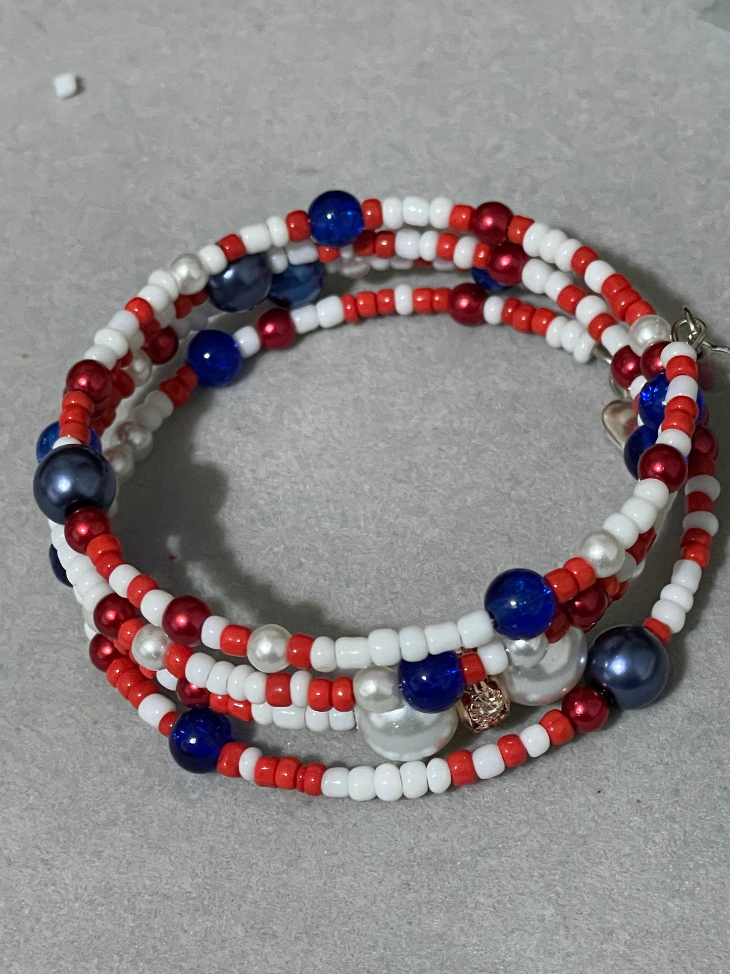 Red, white and blue Memory Wire Bangle