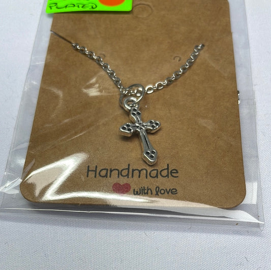 Antique Silver Plated Cross Charm