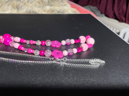 Long Hot Pink Necklace Hot Feathers