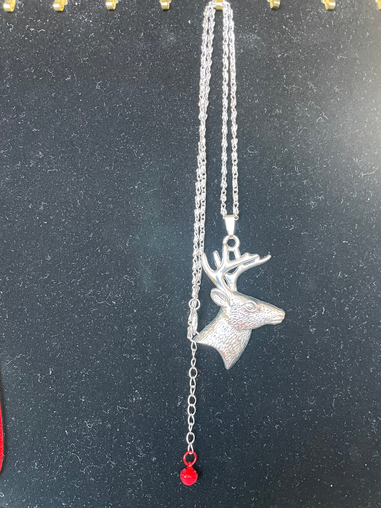 Tibetan Silver large Reindeer Necklace