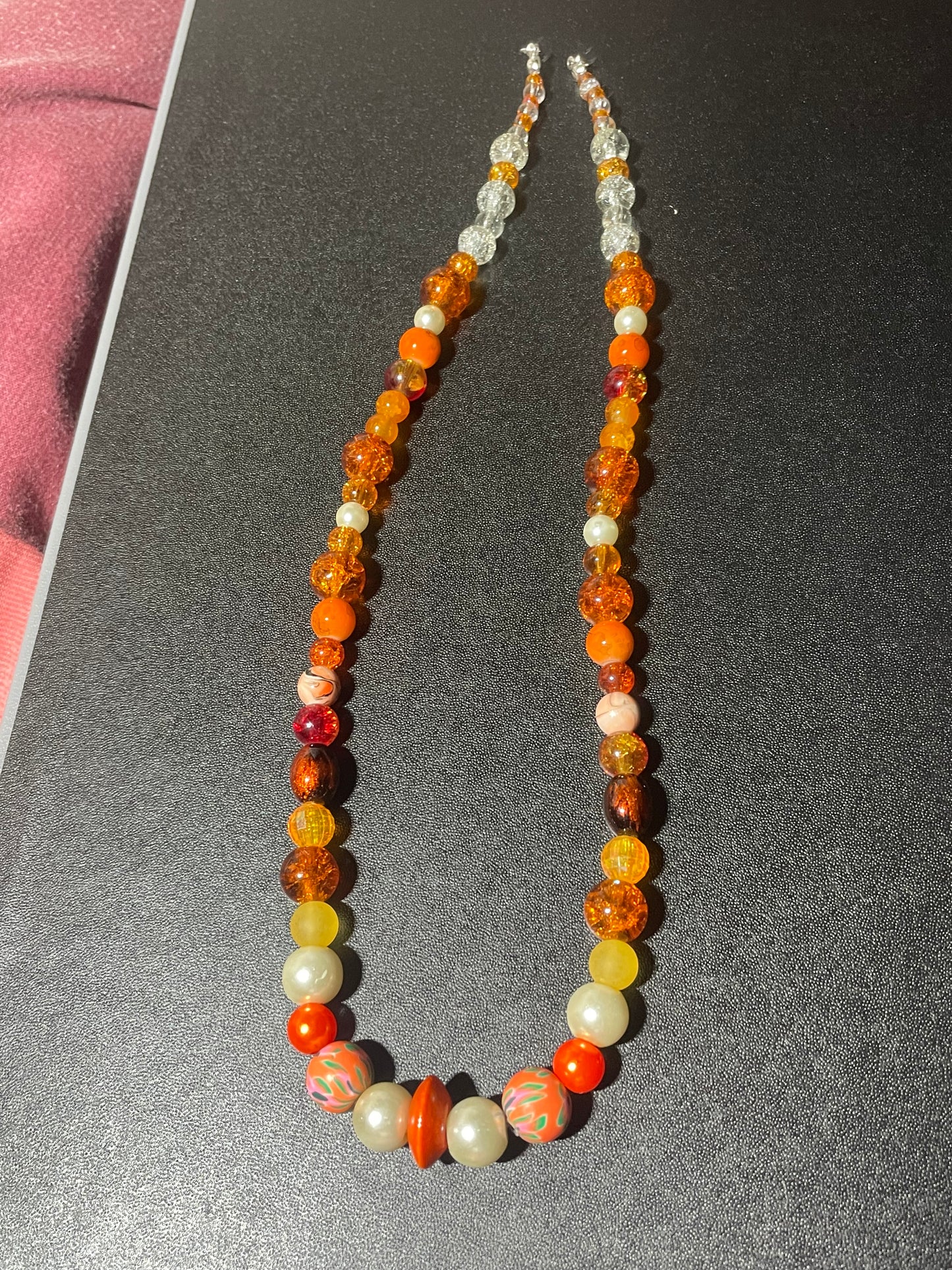 Long Bright Orange Necklace