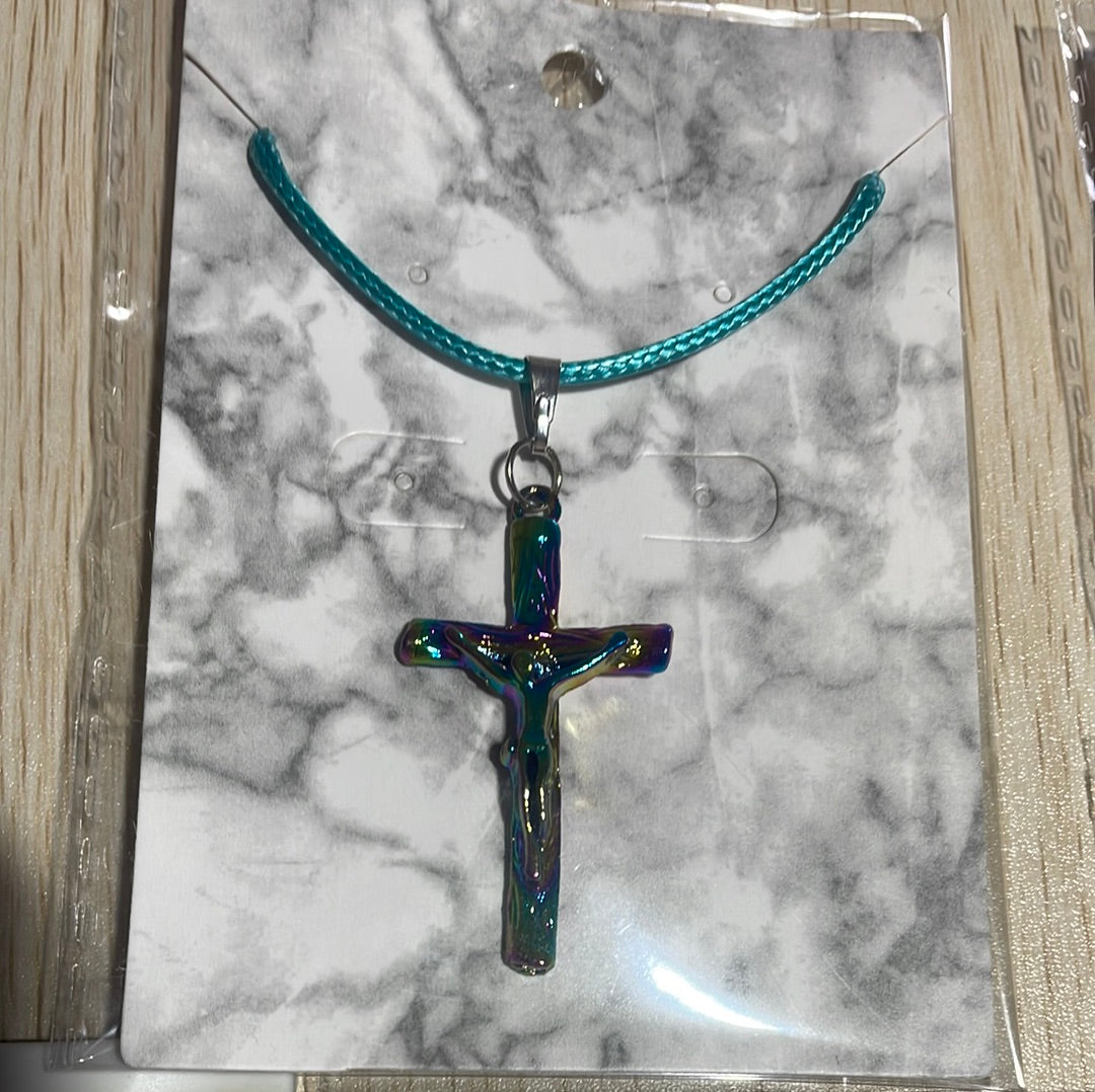 Rainbow Coloured Steel Cross