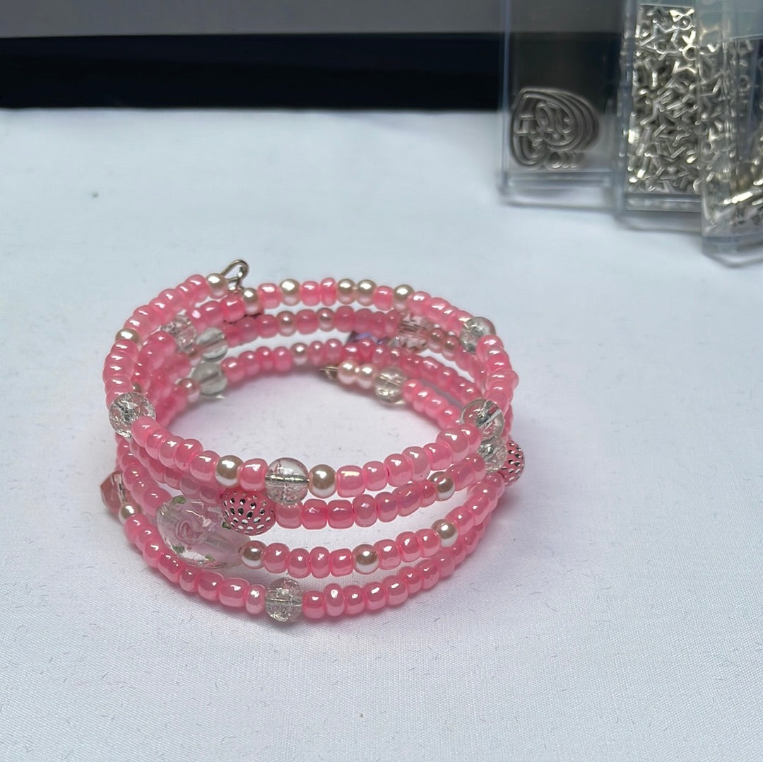 Pink Memory Wire Bangle /Bracelet