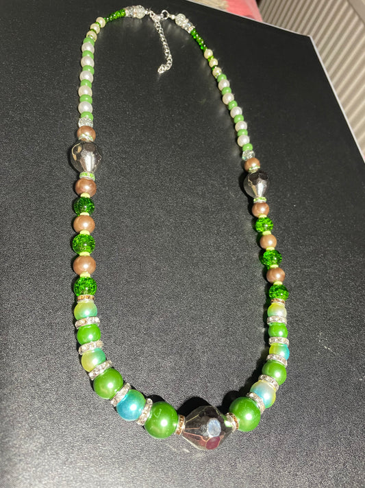 Lime and Chocolate Bead Necklace