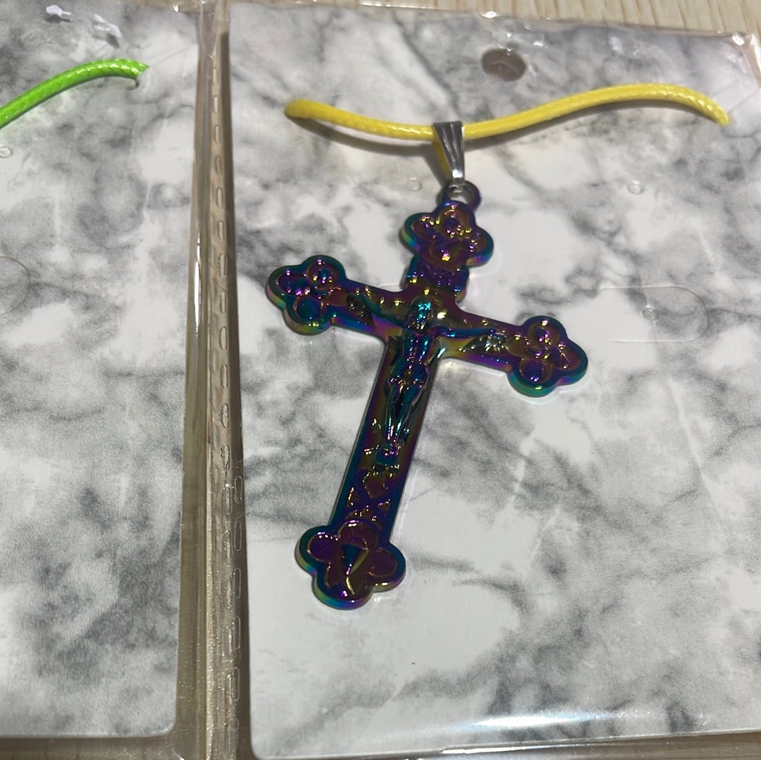 Rainbow Coloured Steel Cross