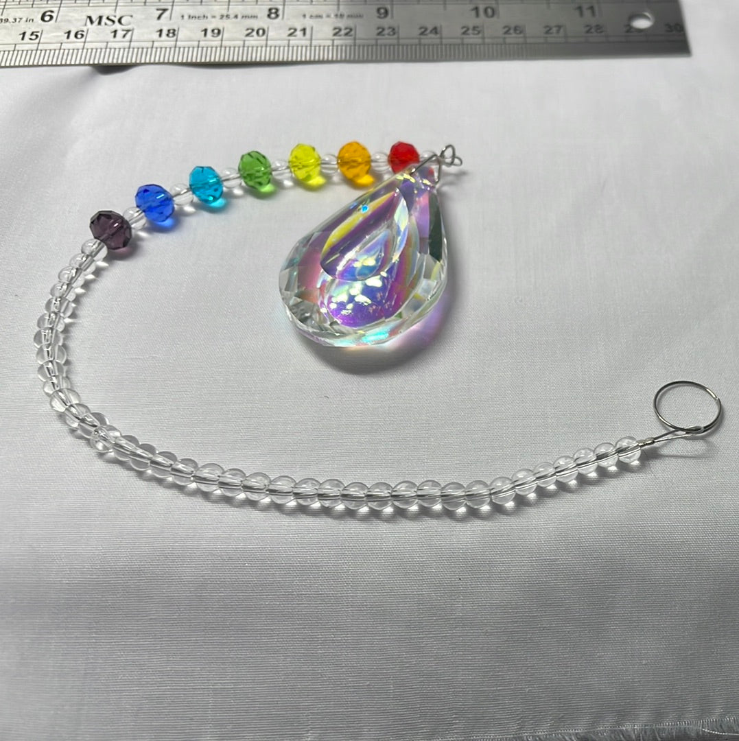 Short Crystal Teardrop with Rainbows