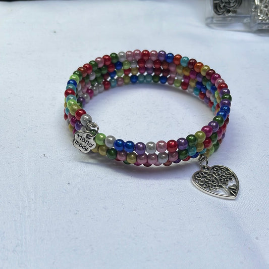 Memory Wire Bracelet with 3D Illusion Beads