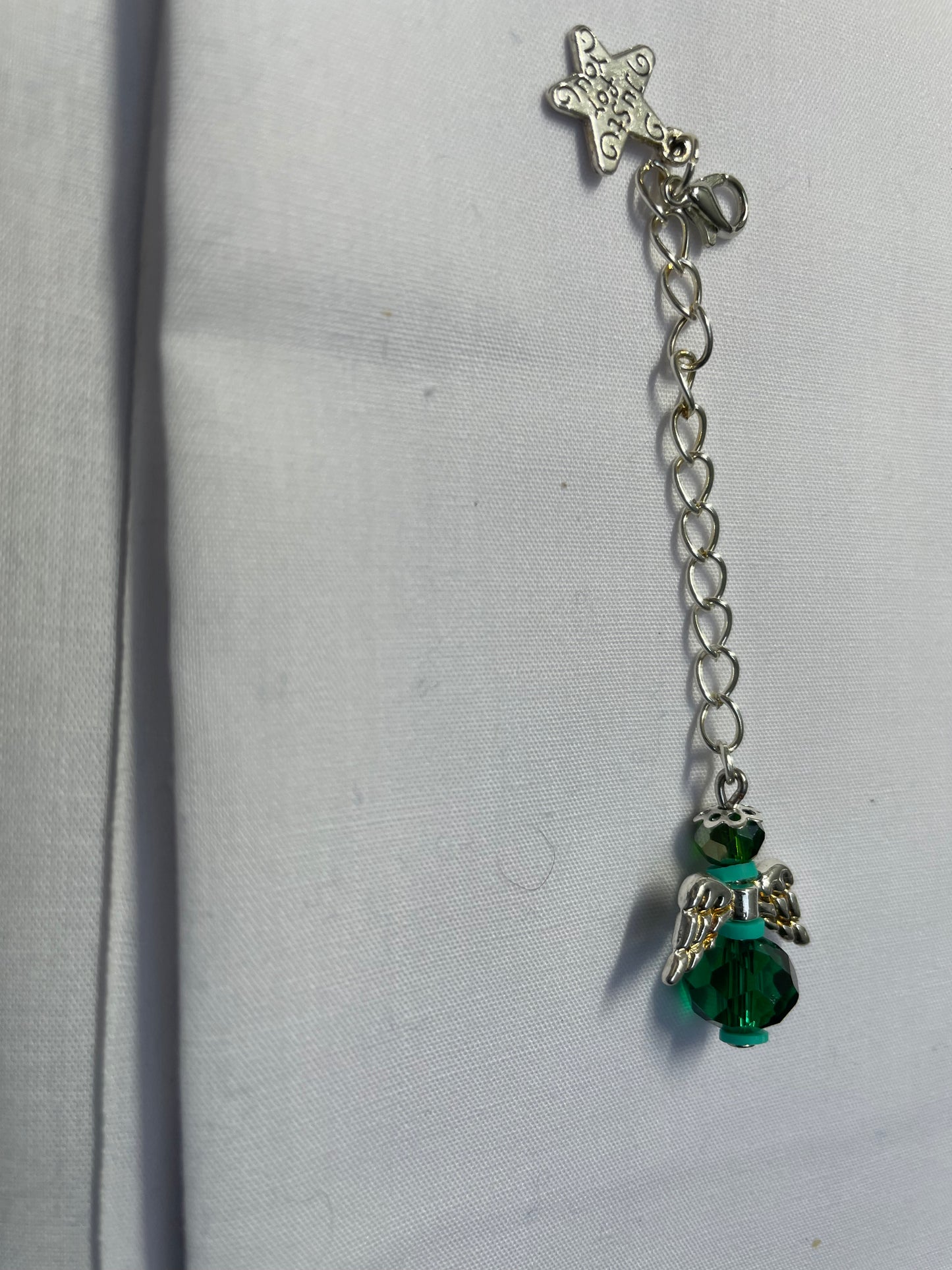 Green Crystal Angel Charm