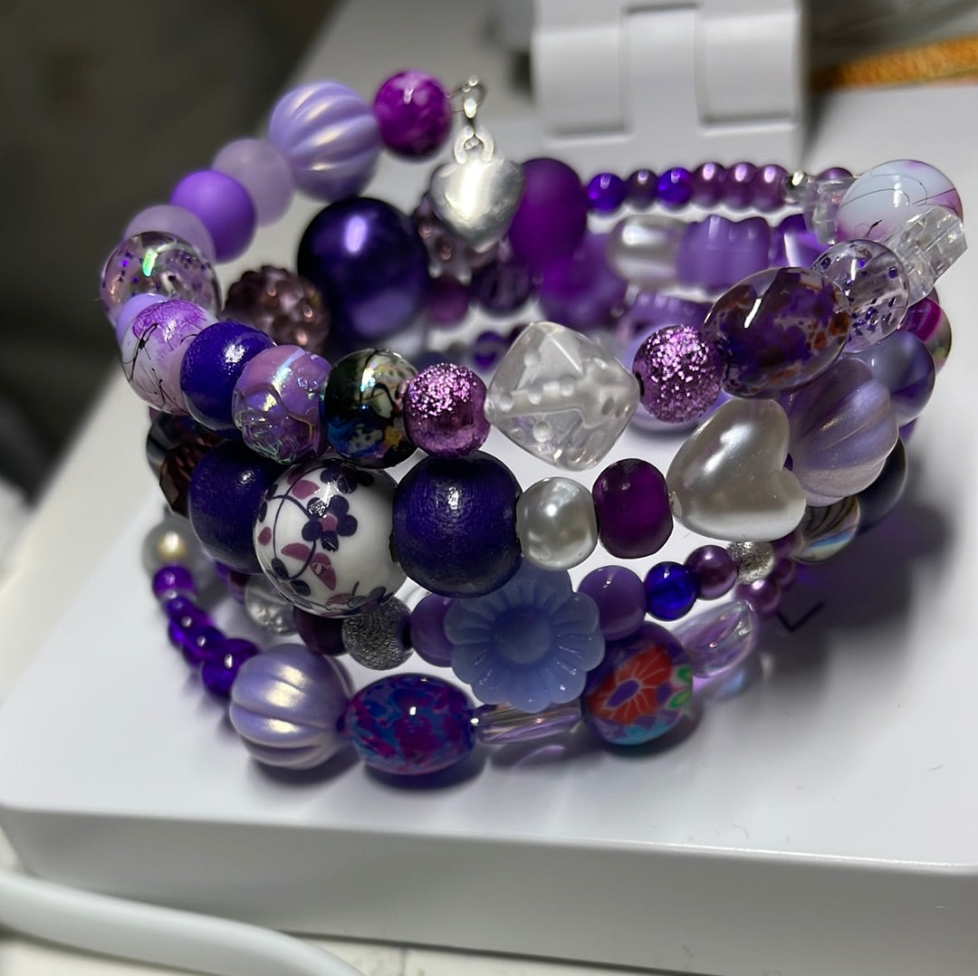 Purple Memory  Wire Bangles Betty Boo-tique