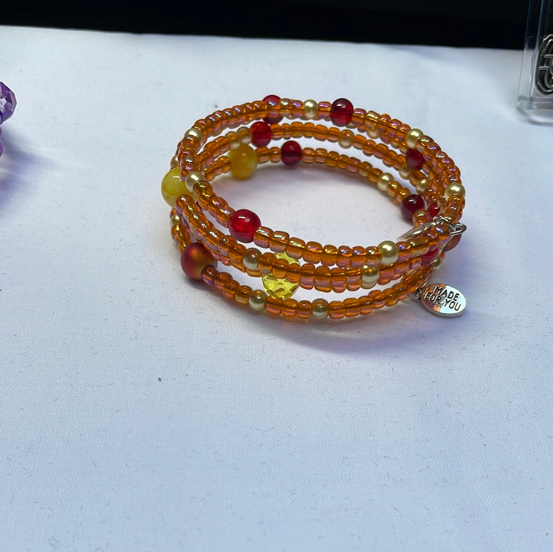 Orange Memory Wire Bangle