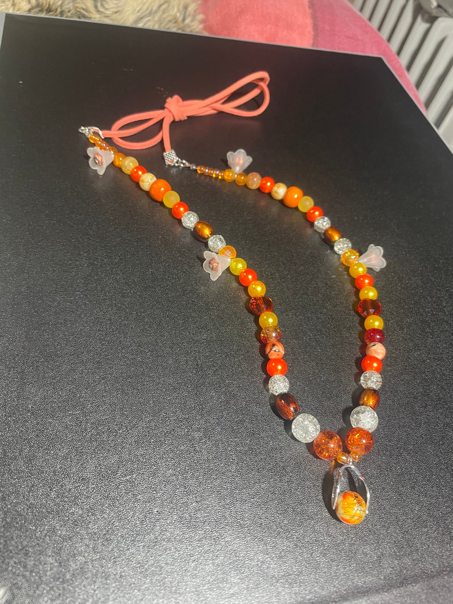 Long Bright Orange Necklace