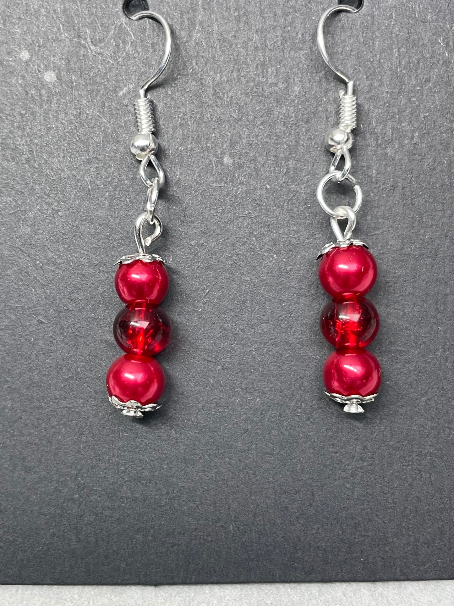 Glass and Imitation Pearl Silver Plated Earrings