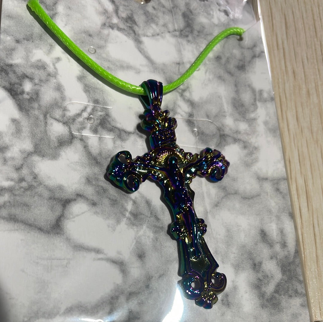 Rainbow Coloured Steel Cross