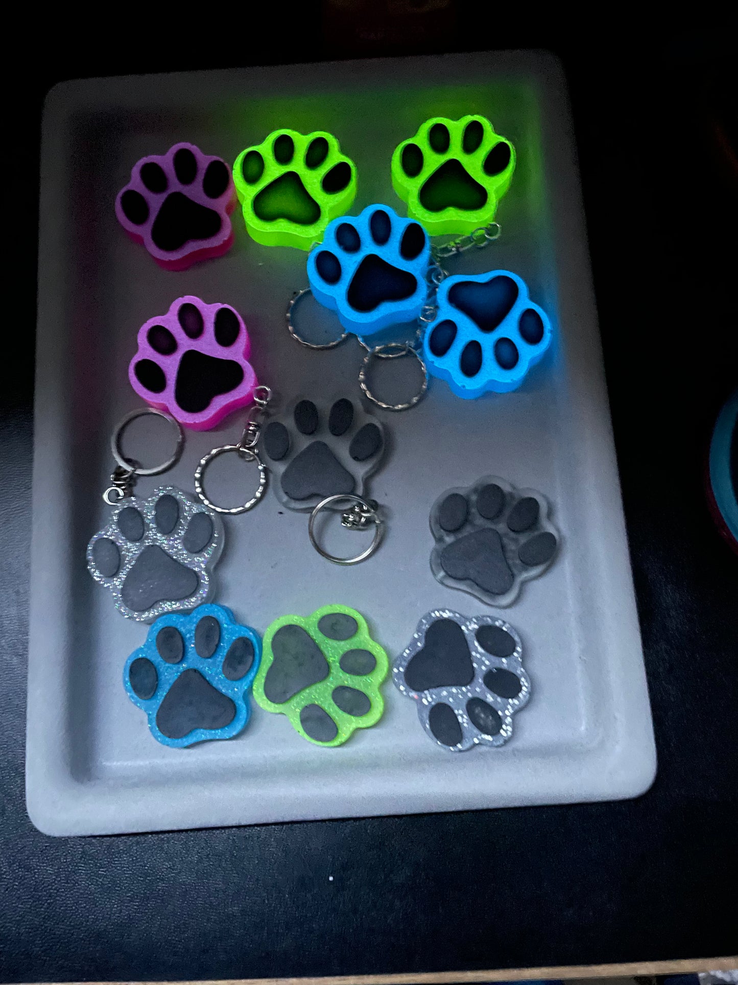 Acrylic Pet Paw & Bone Key Ring & Dashboard Ticket Holders